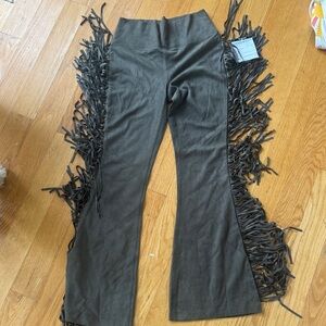 Fringed Brownish / grey  leggings  ultra suede
